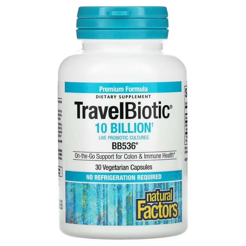 Natural Factors, Travel Biotic, BB536, 10 Billion, 30 Vegetarian Capsules