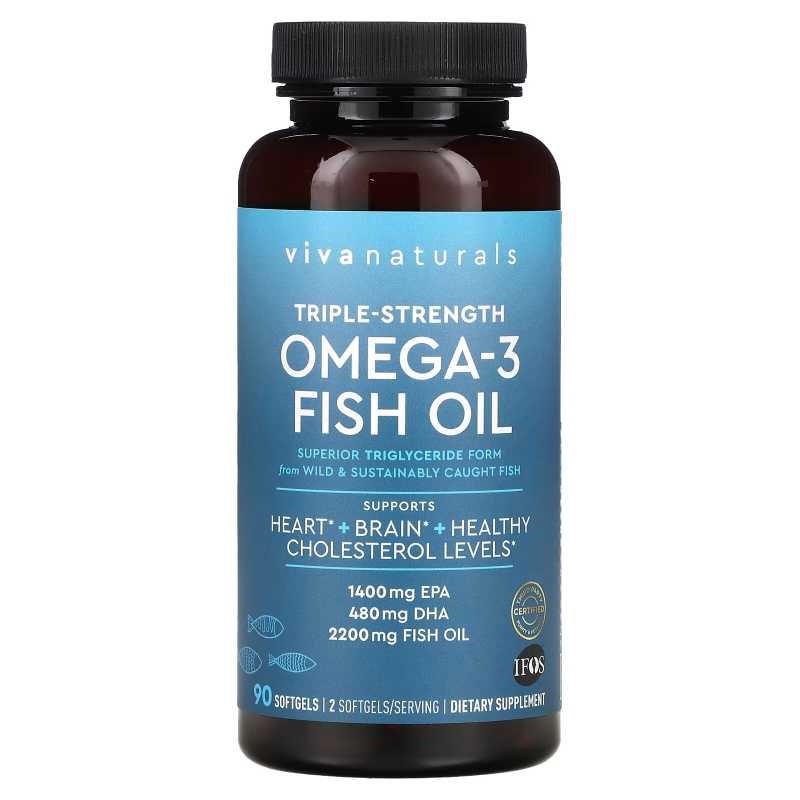 Viva Naturals, Omega-3 Fish Oil, Triple Strength , 90 Softgels