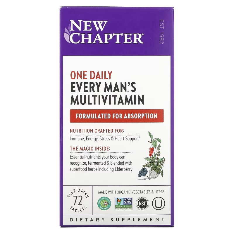 New Chapter, Every Man's One Daily Multi, мультивитамин, 72 таблетки