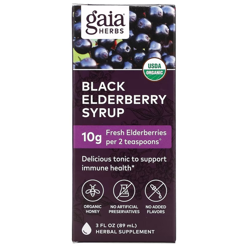 Gaia Herbs, Black Elderberry Syrup, 3 fl oz ( 89 ml)