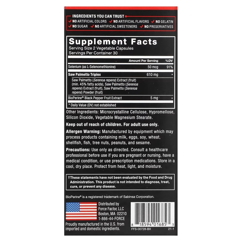 Force Factor, Fundamentals, Saw Palmetto, 60 Capsules