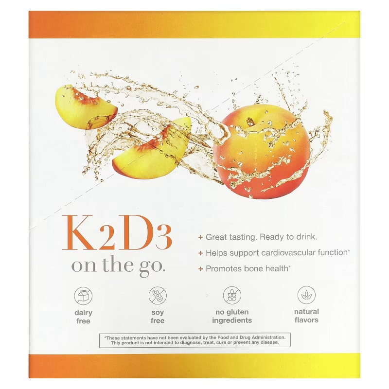 Youtheory, K2D3 On Th Go, Peach, 12 Packets, 1 fl oz (30 ml) Each