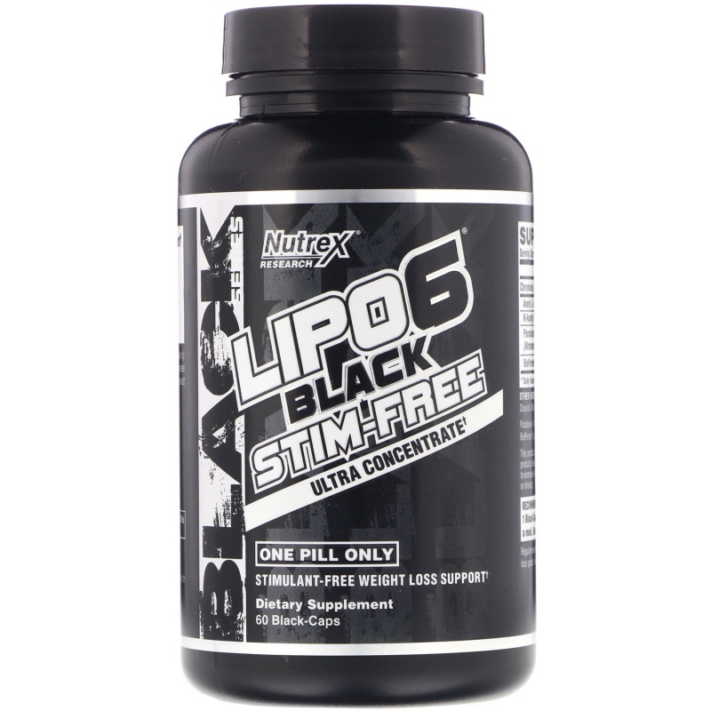 Nutrex Research, Lipo-6 Black Stim-Free, Ultra Concentrate, 60 Black-Caps