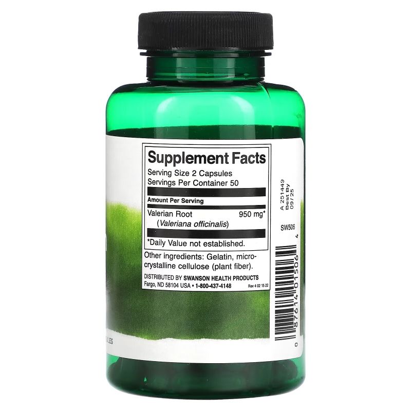 Swanson, Valerian Root, 475 mg, 100 Capsules