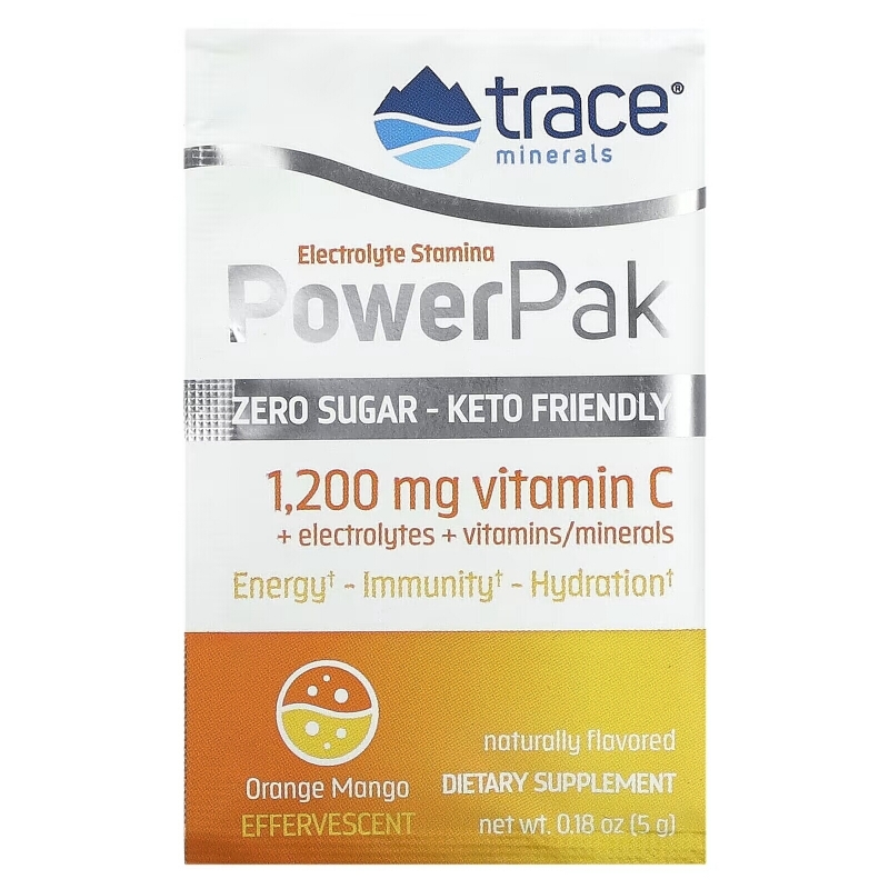 Trace Minerals ®, PowerPak, Orange Mango, 30 Packets, 0.18 oz (5 g) Each