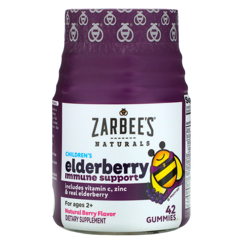 Zarbee's, Naturals, Children's Elderberry Immune Support, Natural Berry Flavor, 42 Gummies
